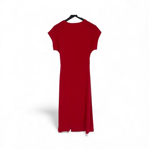 Michael Kors Red Wrap Midi Dress with Ring Detail Size M - Picture 2 of 4